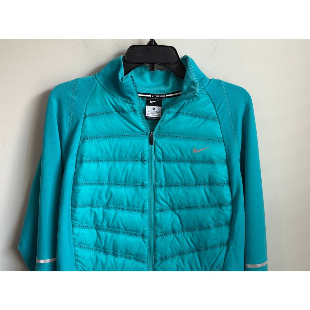Nike AeroLoft 800 Hybrid Long Sleeve Zip Running Jacket Teal Blue Womens Size XL - Picture 3 of 11